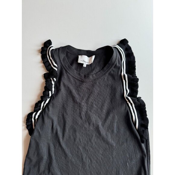 3.1 PHILLIP LIM Black Striped Knit Ruffle Trim Long Tunic Tank Top, Size S - Picture 6 of 10